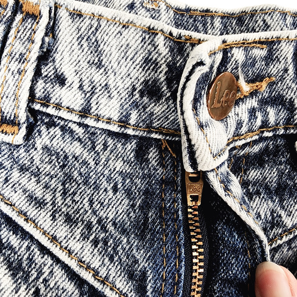 Vtg 80s Lee Acid Wash High Waist Jeans 6Pet Women 24x28 Rise 12" Barrel‎ Mom USA - Picture 3 of 10